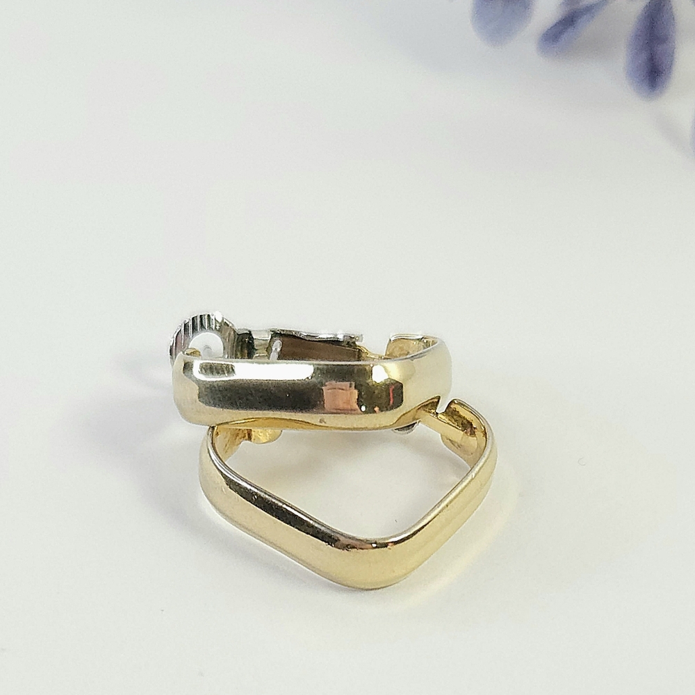 Vintage Gold Plated Beveled Square Hoop Earrings